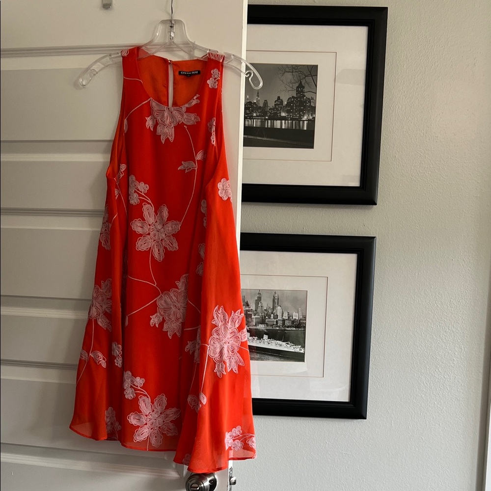 Gianni Bini Orange Floral Mini Dress
